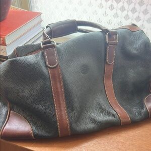 Roots Black and Brown Leather Duffel Bag
